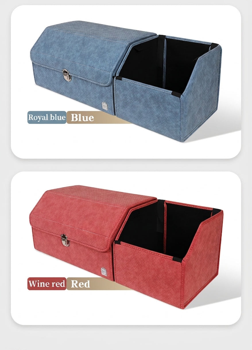 New woven pattern car trunk storage box, foldable car storage box, leather organizer box, factory wholesale