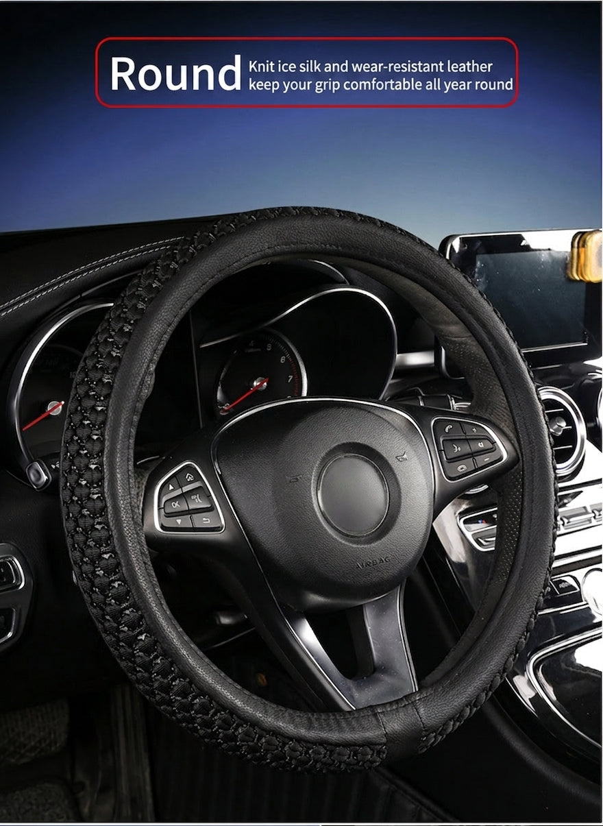 Factory direct sales of Ice Silk breathable non-slip steering wheel covers, all-season universal car handlebar covers, cross-border e-commerce Amazon