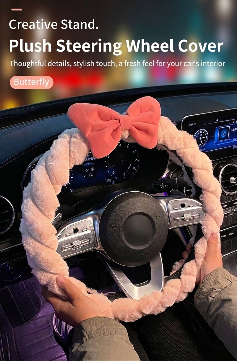 2025 New Car Steering Wheel Cover for Winter, Women's Non-slip Warm, All-Season Universal Winter Plush Handlebar Cover, Winter
