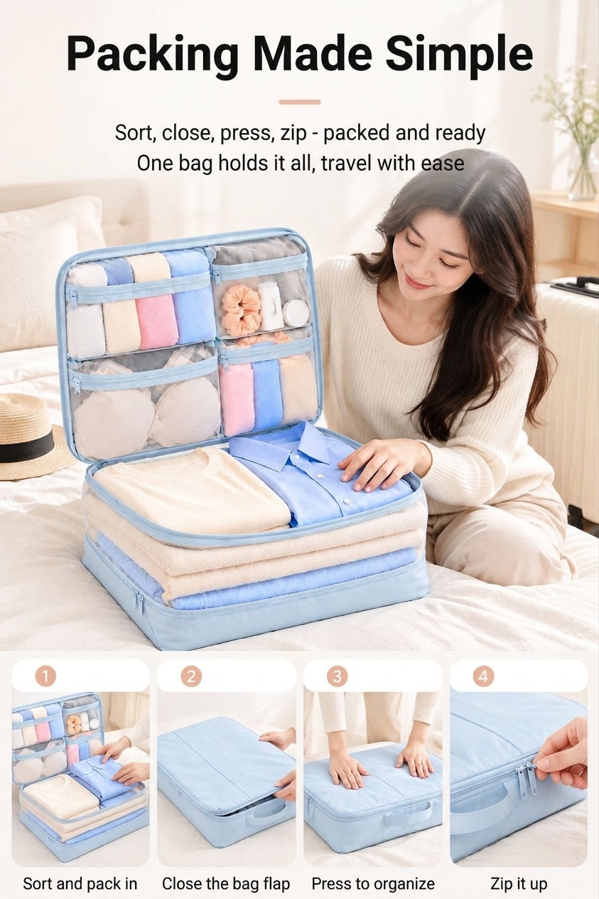 Travel Storage Bags, Five-in-One Compressible Set