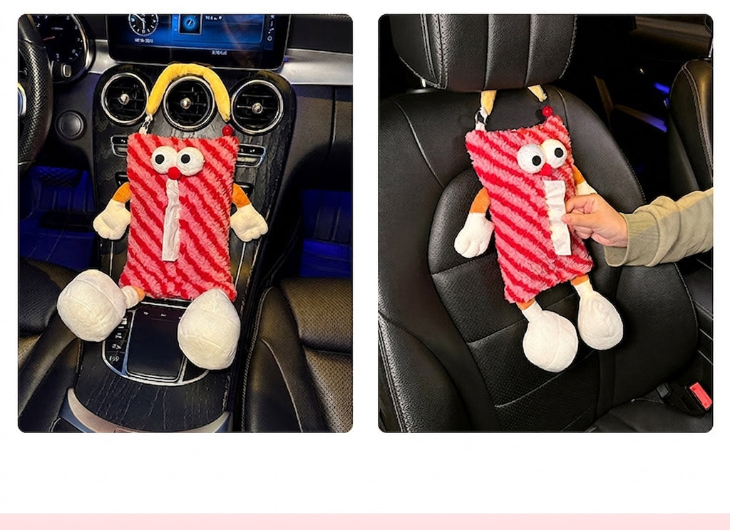 Factory custom car tissue box printed processing, hanging sewn label tissue box, car seat back tissue hanging bag
