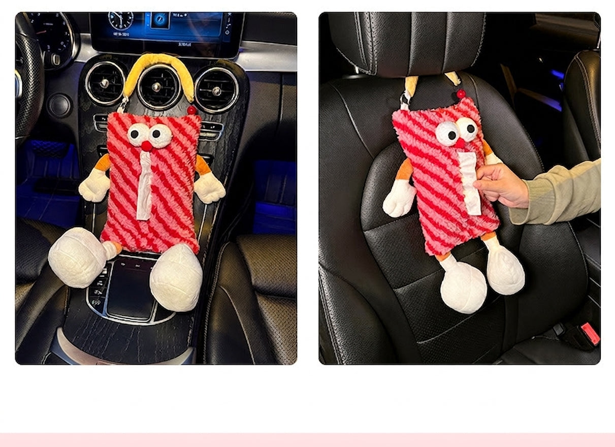 Factory custom car tissue box printed processing, hanging sewn label tissue box, car seat back tissue hanging bag