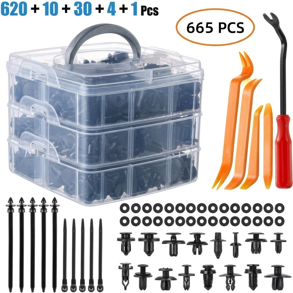 Domestic trade and foreign trade 100PCS car general boxed buckle combination set door panel nylon wheel eyebrow clamp HE26