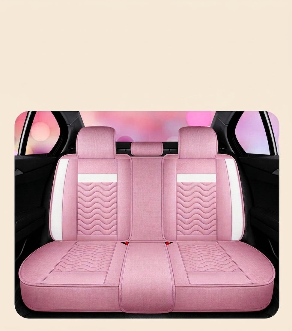 Cartoon car seat cushion, all-season universal all-round car seat cover, linen fabric art seat cushion, winter goddess seat cover