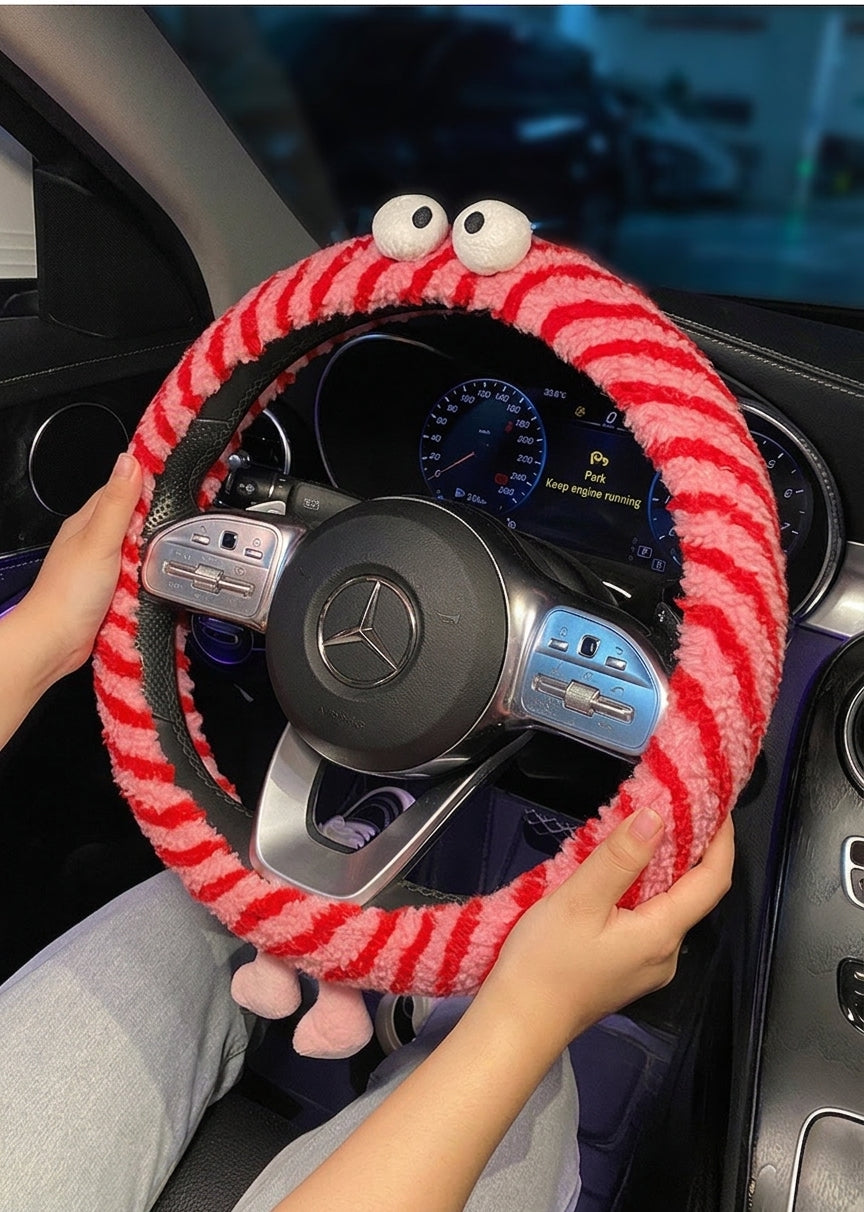 Winter plush steering wheel covers, 2024 new Monster non-slip warm all-season GM heated handlebar covers, women's version