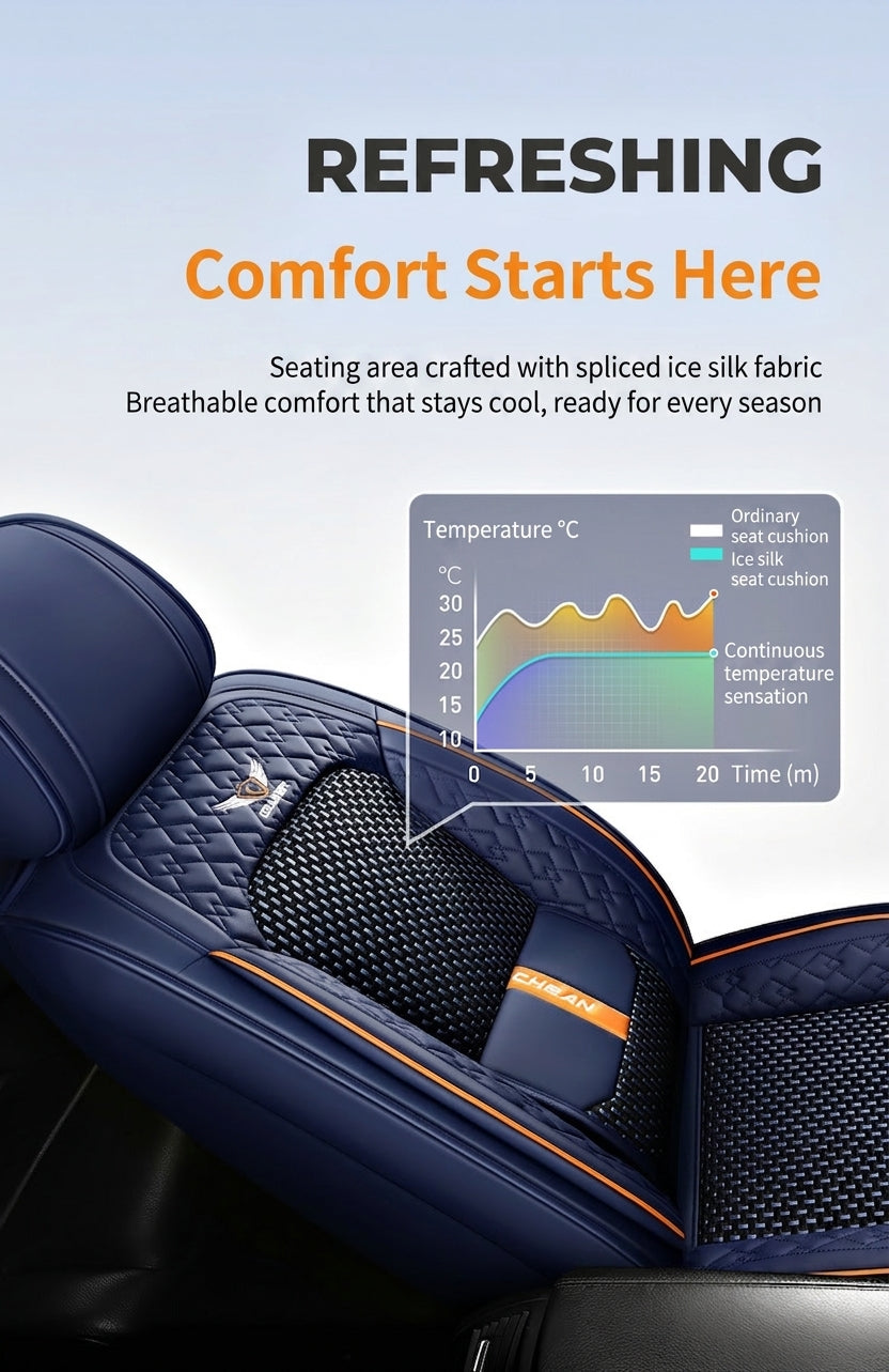 The 2025 new lumbar Napa leather ice silk car seat cushion is suitable for all seasons