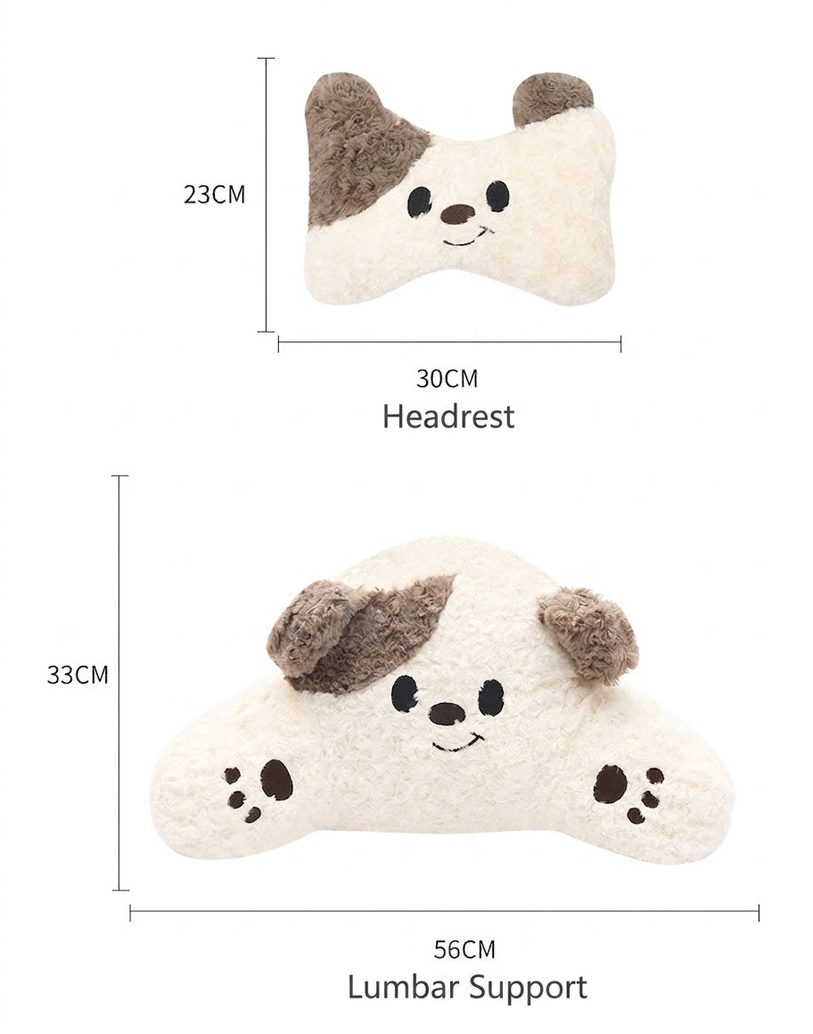 Car headrest, neck pillow, a pair of female driver pillows, cute dogs, car cushions, car seats, lumbar and neck pillows