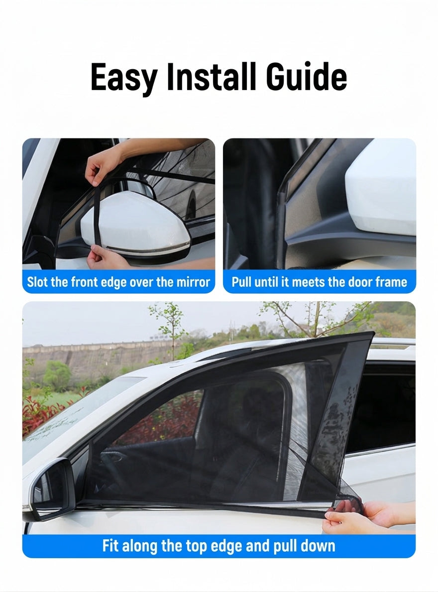 Car Window Mosquito Screen, Universal Fit
