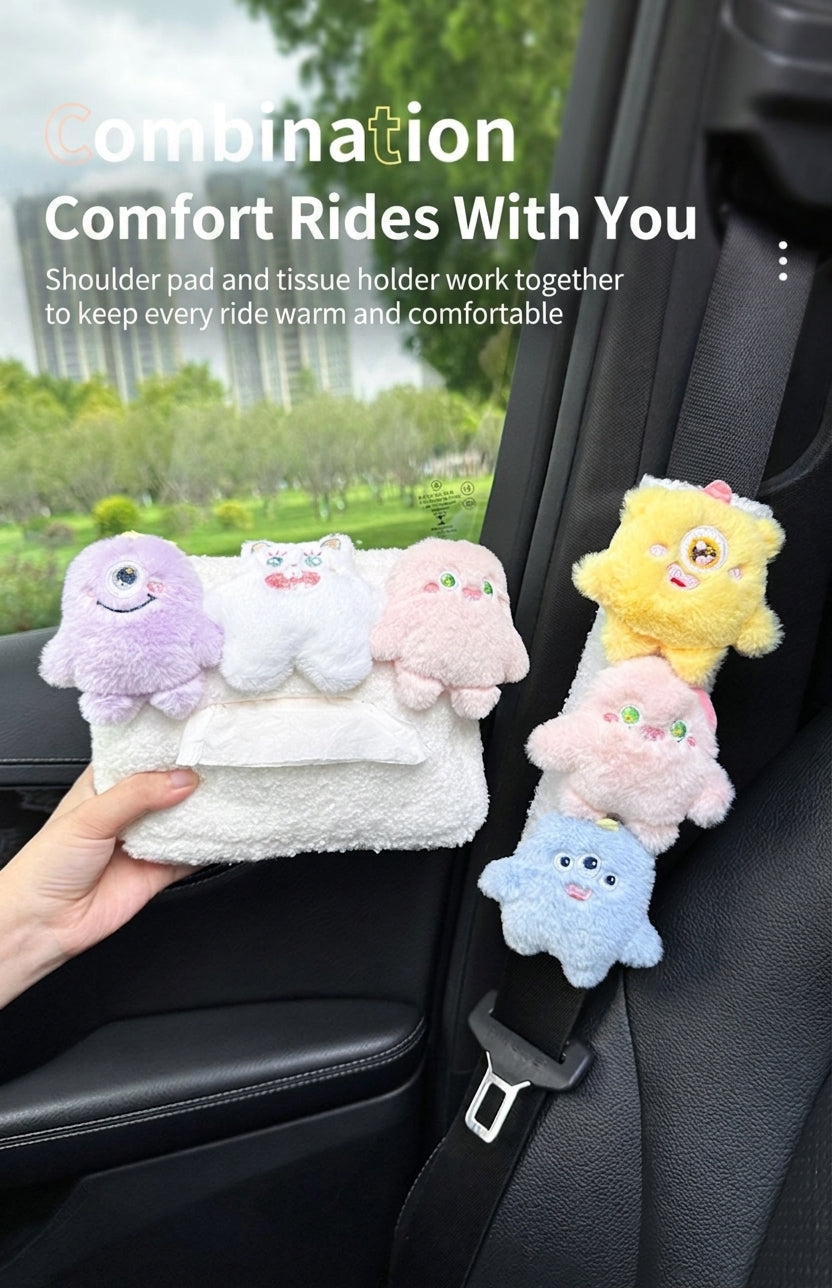 Car seatbelt shoulder pads, wear-resistant clothes, plush plush plush figures, car safety belt protective covers, cute monster girls