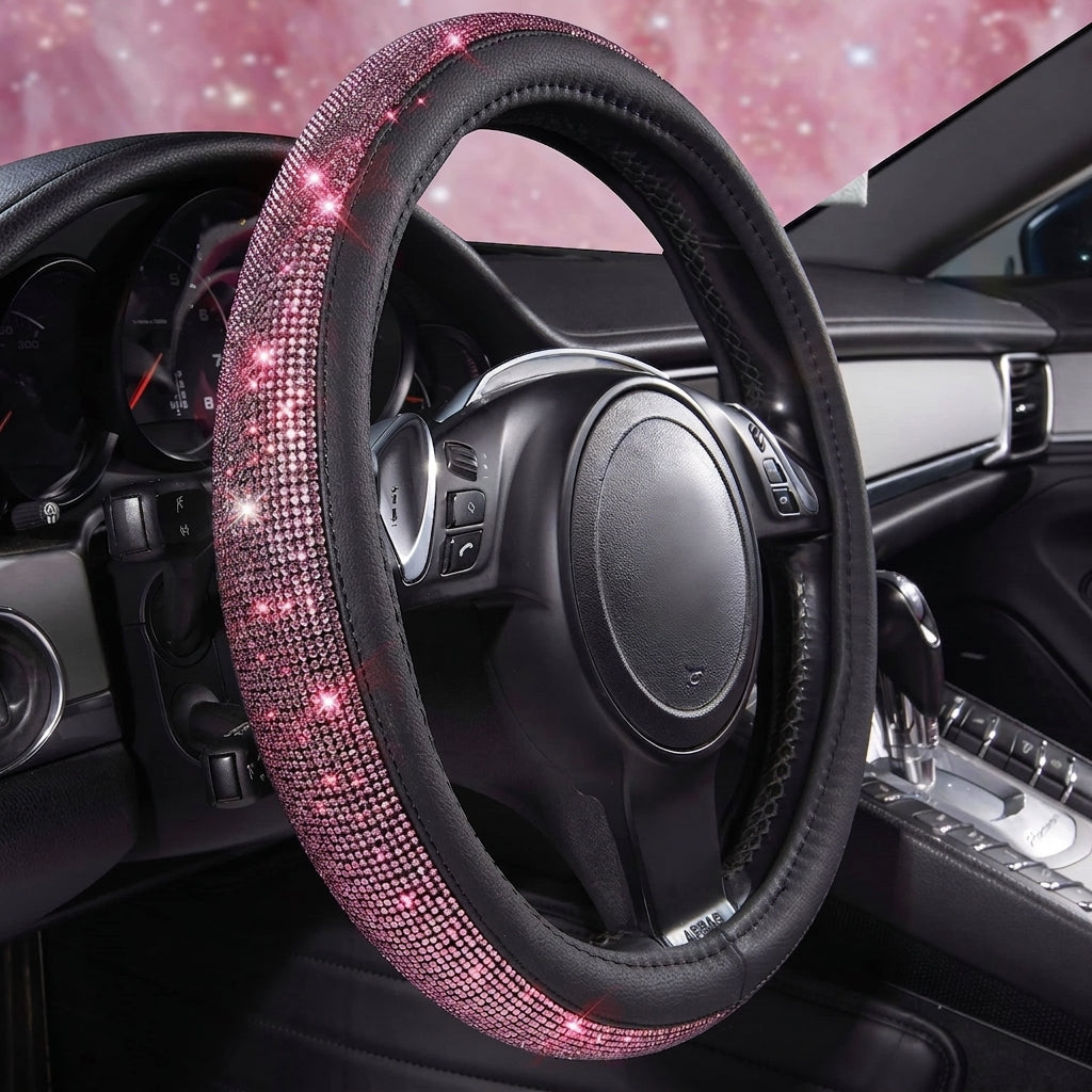 New car rhinestone fully rhinestone-hot rhinestone steering wheel, personalized handlebar cover, unisex steering wheel, Amazon