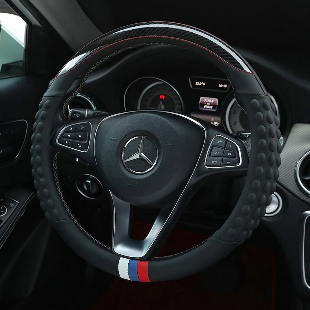 Non-slip sweat-wicking car handlebar covers, colorful carbon fiber leather, fashionable trendy brand steering wheel covers, car GM Amazon