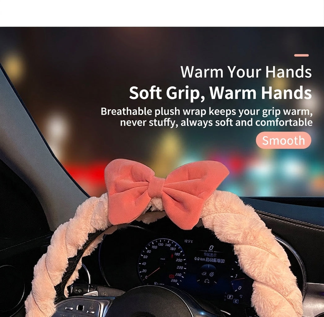 2025 New Car Steering Wheel Cover for Winter, Women's Non-slip Warm, All-Season Universal Winter Plush Handlebar Cover, Winter