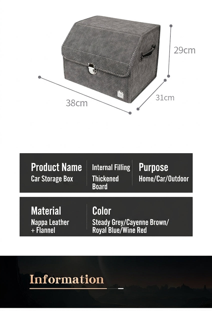 New woven pattern car trunk storage box, foldable car storage box, leather organizer box, factory wholesale