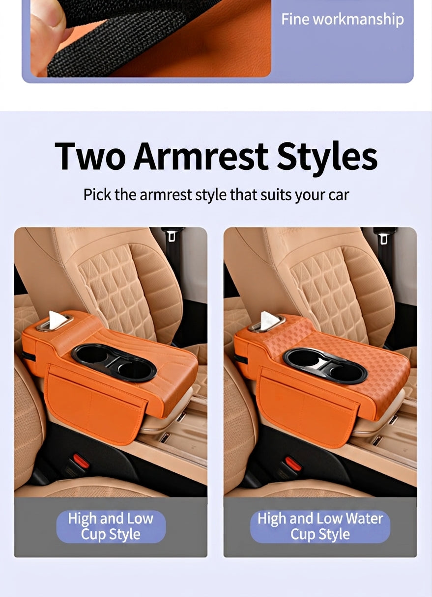 2025 New Central Car Armrest Box Height Pad Cover Protective Cover Double Cup Holder Premium Leather Car Accessories