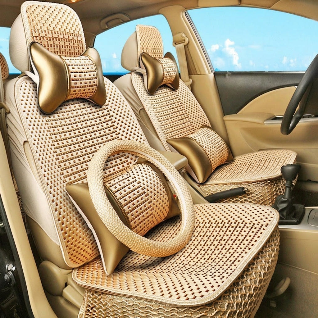 Summer Ice Silk car seat cushion, all-season universal breathable, summer-specific all-encompassing car seat cover, single-seat, five-seater, cross-border design