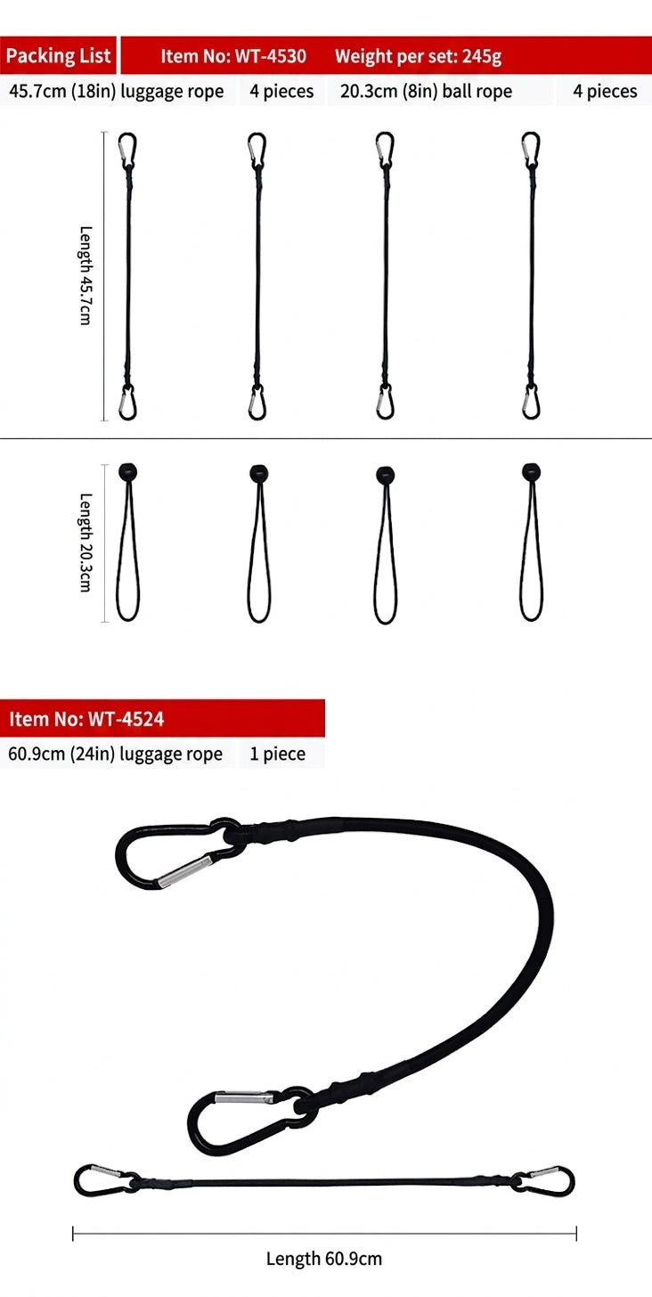 Luggage Strap & Carabiner Combo Set