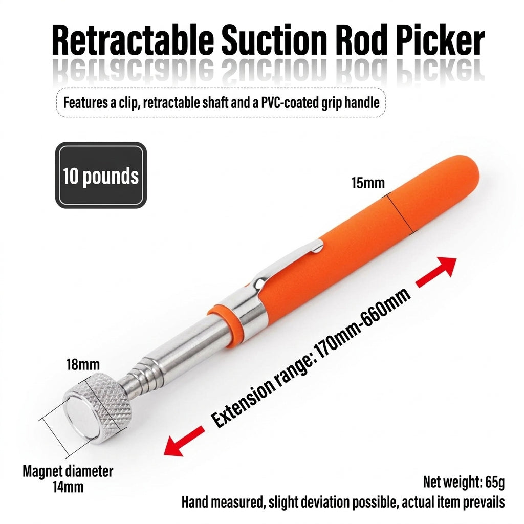 8LB Pickup Retractable Magnetic Suction Rod with Light Magnetic Rod Auto Repair Tool Metal Picker Suction Rod