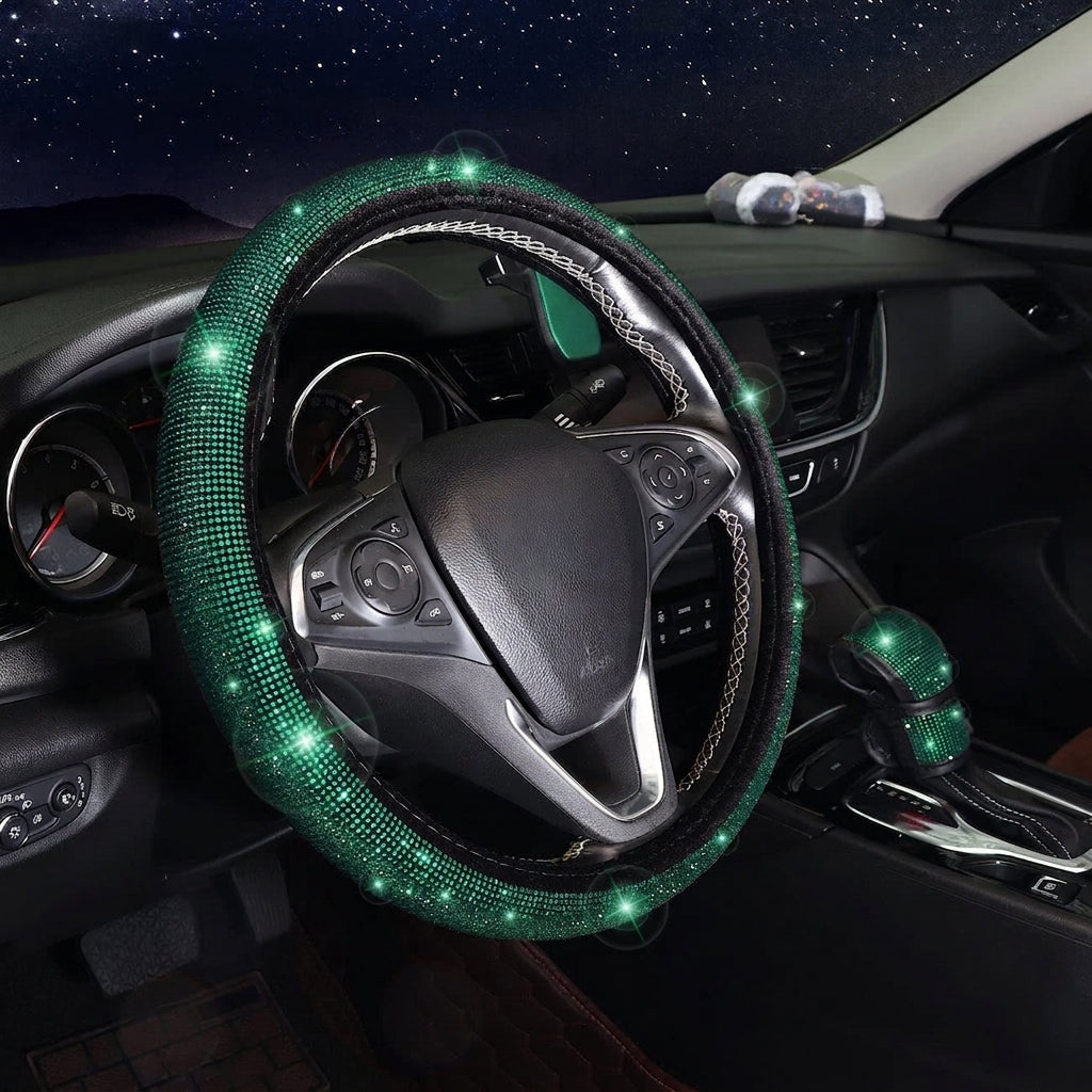 Car steering wheel cover, diamond-shaped new all-season universal seatbelt cover, multi-piece coaster steering wheel protective cover