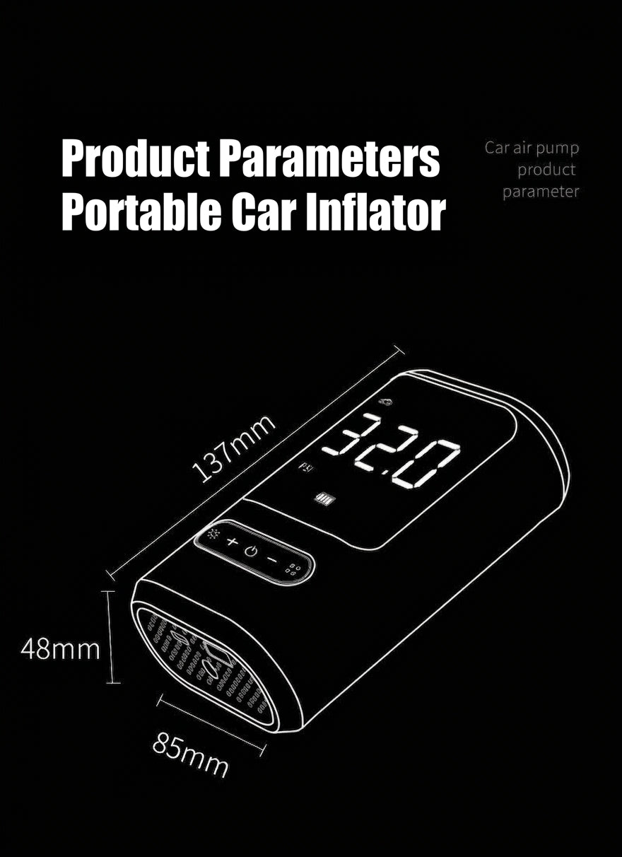 Mini portable car inflator pump bicycle electric tire pump air pump handheld wireless charging digital display