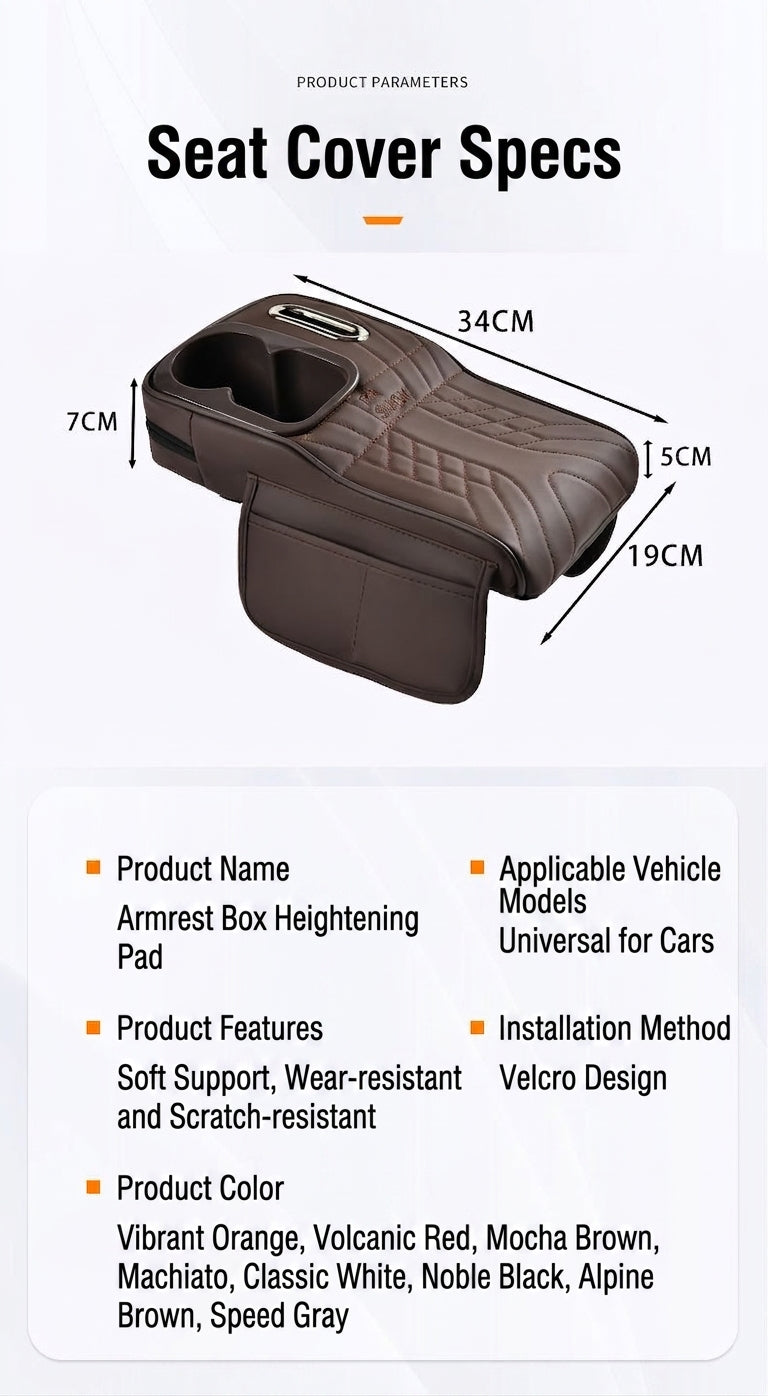 Multi-functional car armrest box water cup holder heightened central protective cover car tissue box supplies storage mat