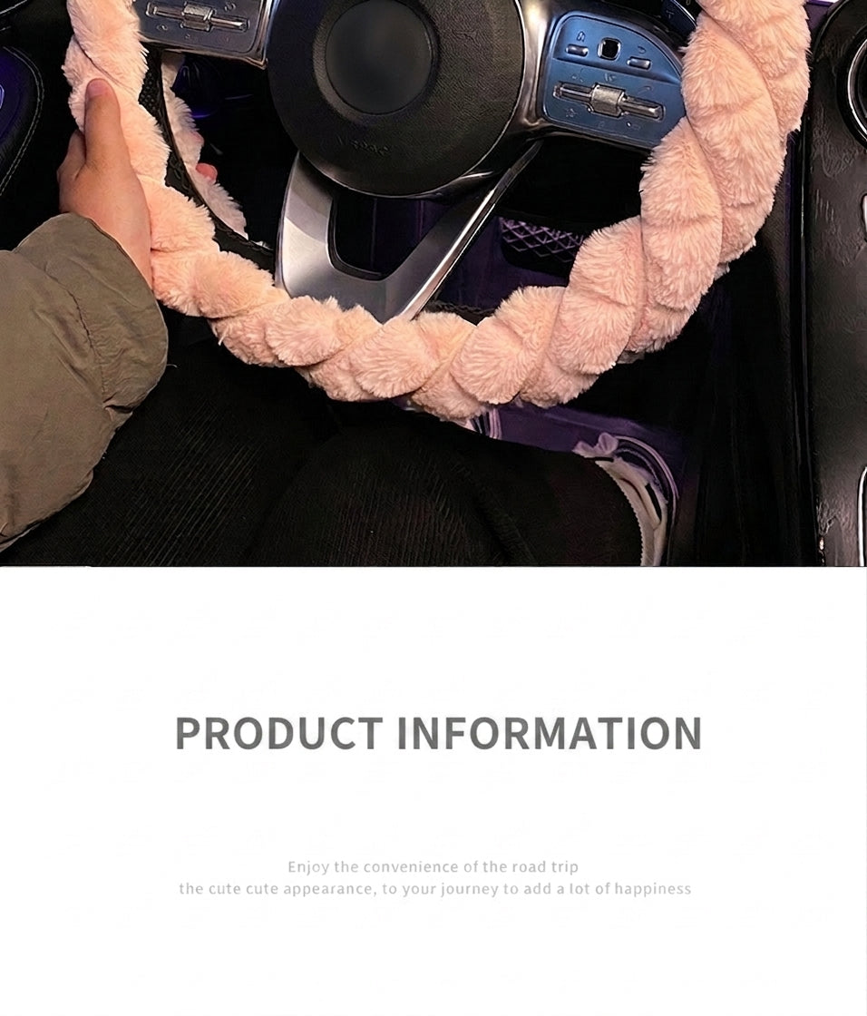2025 New Car Steering Wheel Cover for Winter, Women's Non-slip Warm, All-Season Universal Winter Plush Handlebar Cover, Winter