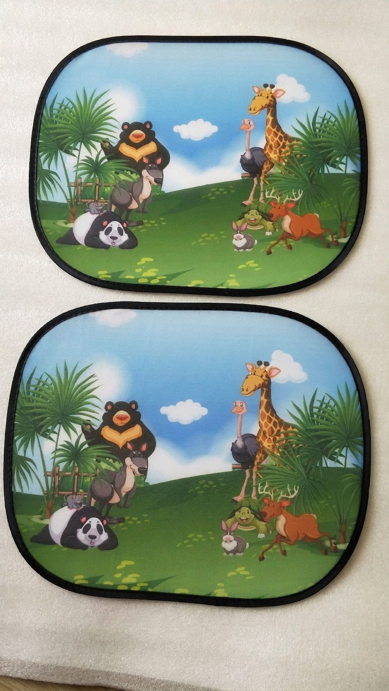 Car interior sun shield, side window heat insulation, sun protection static static sticker, sun shield, cartoon window film with logo printing