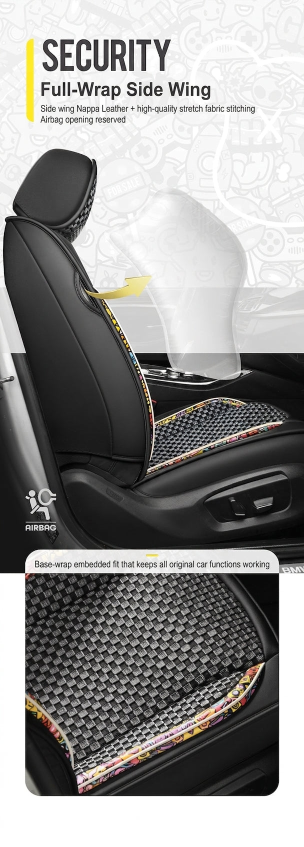 New Ice Silk Breathable Car Seat Covers, Cartoon Cute Seat Covers, Fully Inclusive Seat Cushion Covers All Seasons