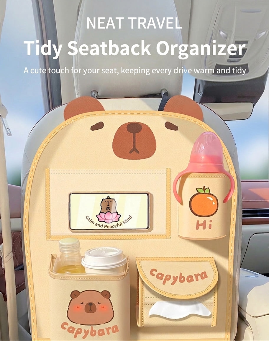 Car storage hanging bag, multifunctional creative cute car seat rear storage rack, tissue box inside car, trash bin