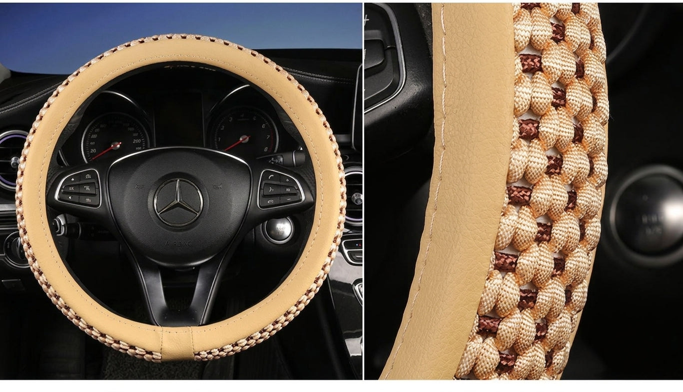 Factory direct sales of Ice Silk breathable non-slip steering wheel covers, all-season universal car handlebar covers, cross-border e-commerce Amazon