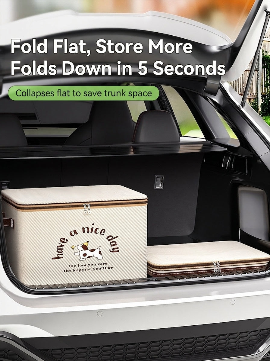 Car trunk storage box, foldable cartoon storage box, large-capacity car storage box, portable organizer box
