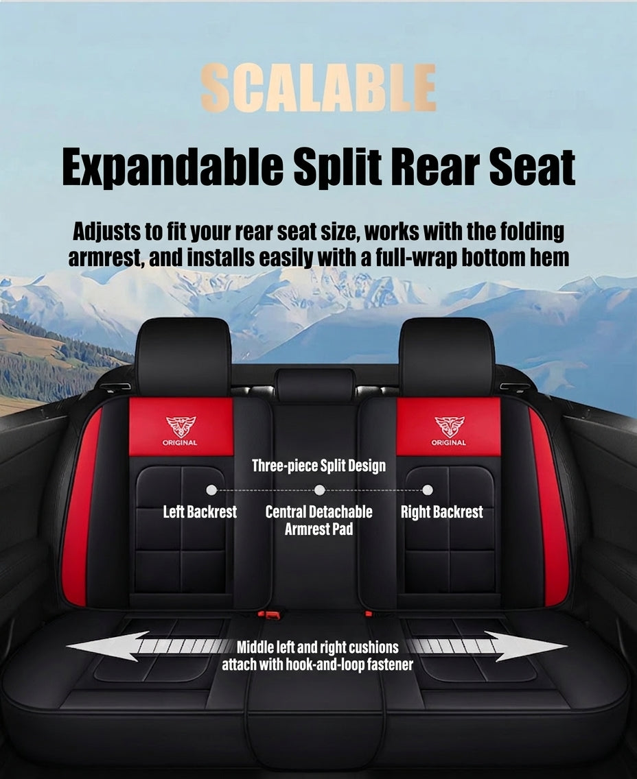 The five-seater car seat cushion is fully surrounded by the all-season universal leather seat cover, which is wear-resistant, dirt-resistant and breathable