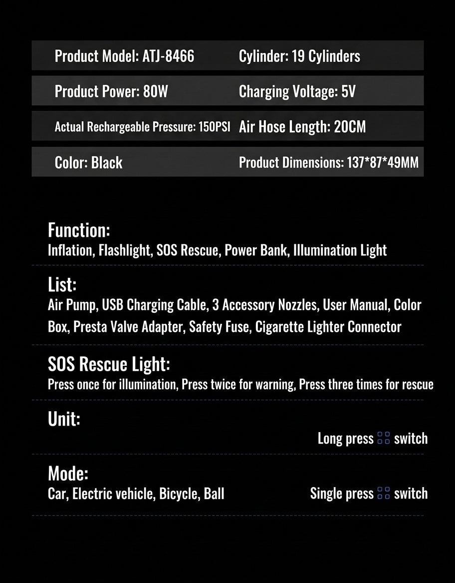 Mini portable car inflator pump bicycle electric tire pump air pump handheld wireless charging digital display