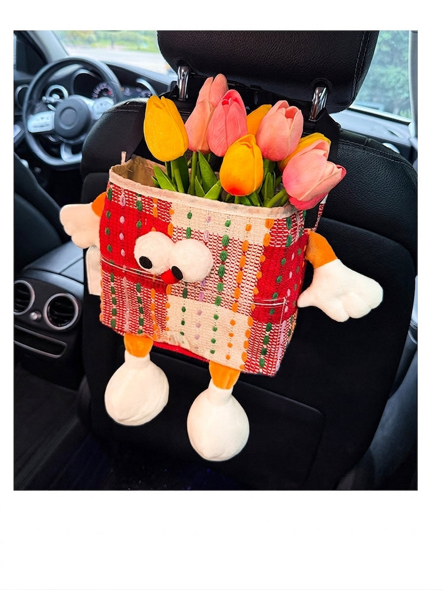Car trash bin, waterproof two-in-one storage box for car seatbacks, plastic storage container for automotive supplies