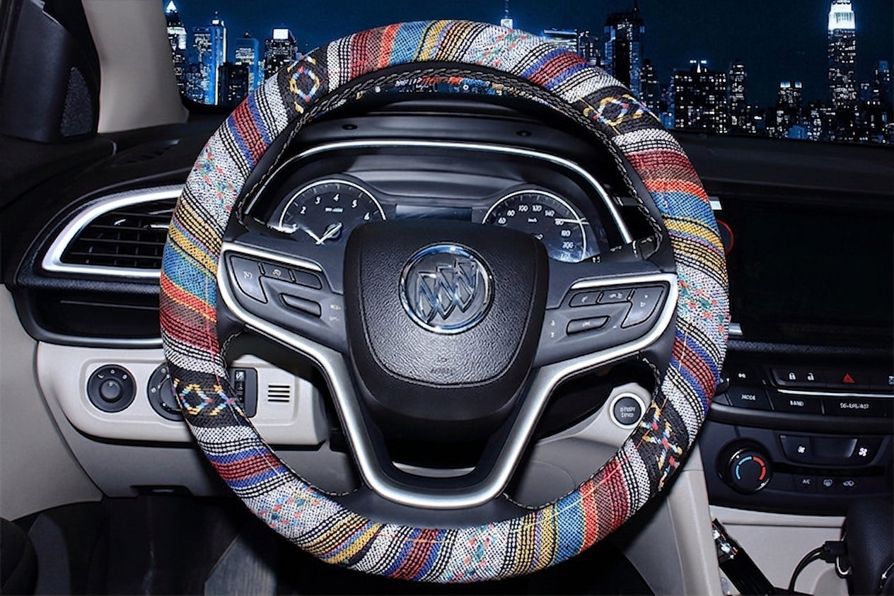 Steering wheel cover New national style old coarse cloth linen car steering wheel cover Personality trend car handle cover