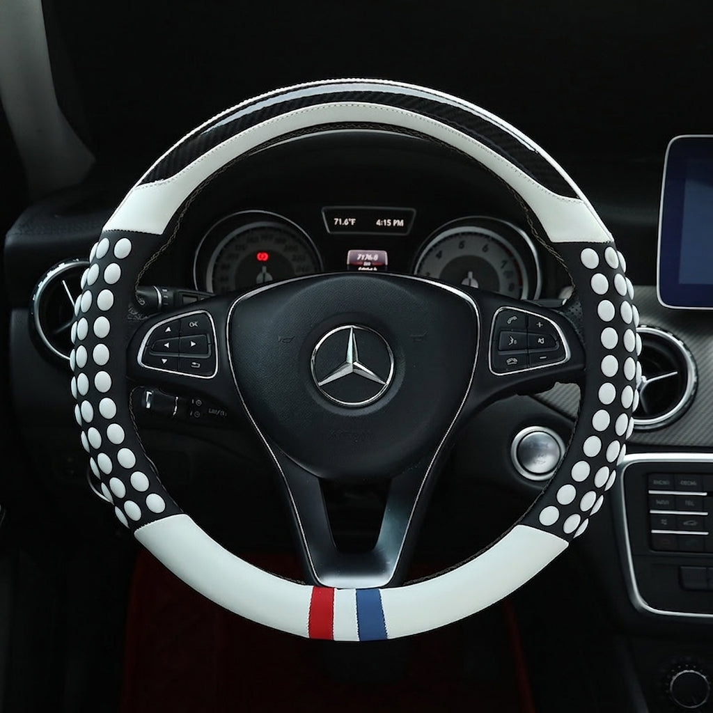 Non-slip sweat-wicking car handlebar covers, colorful carbon fiber leather, fashionable trendy brand steering wheel covers, car GM Amazon