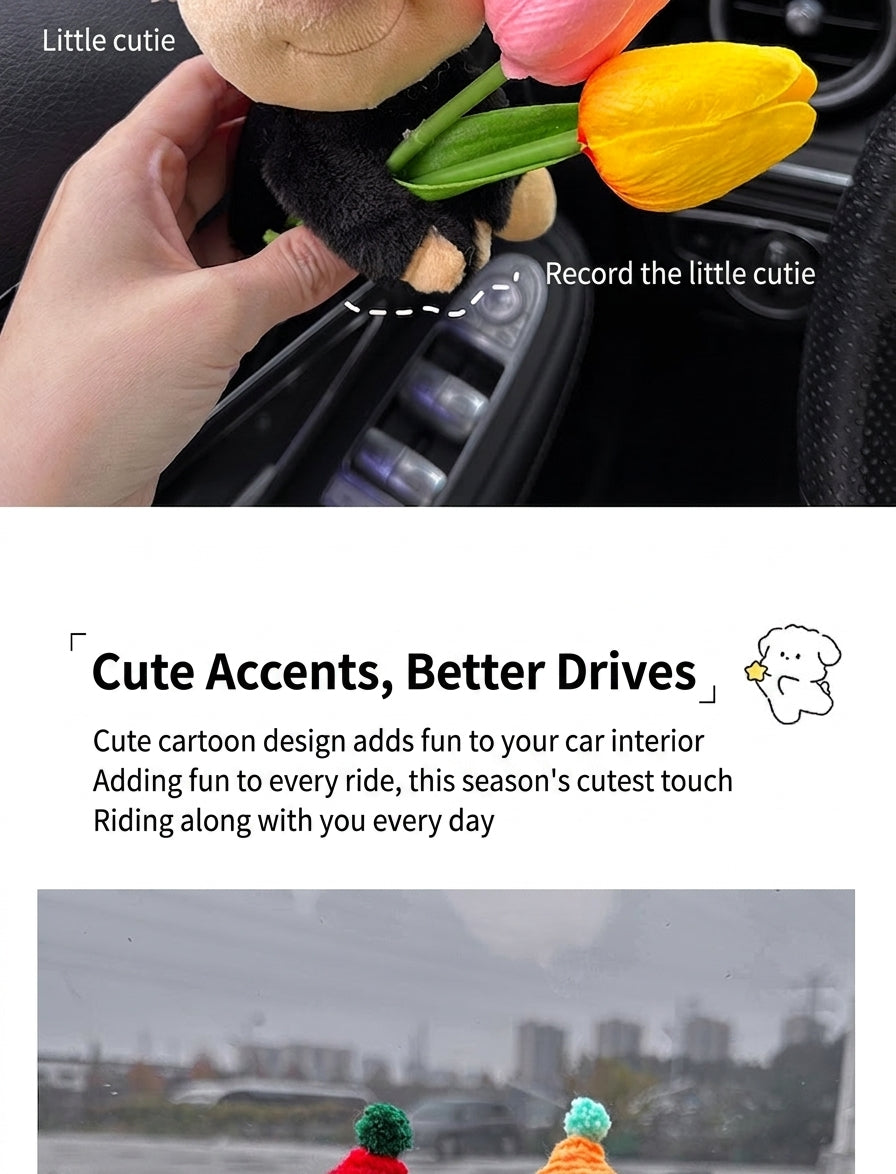 Car ornaments cute dolls bee dog car central control screen party doll display screen decoration car interior products