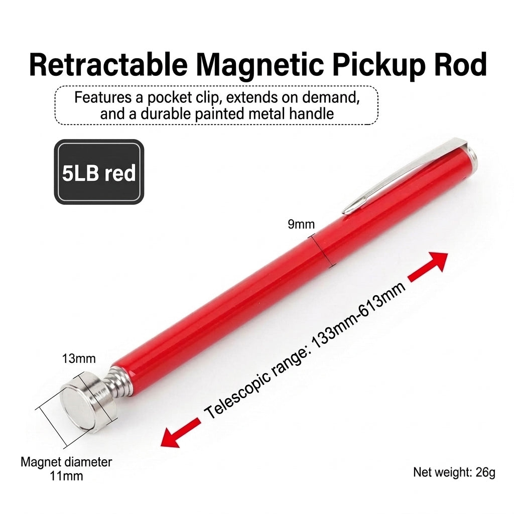 8LB Pickup Retractable Magnetic Suction Rod with Light Magnetic Rod Auto Repair Tool Metal Picker Suction Rod