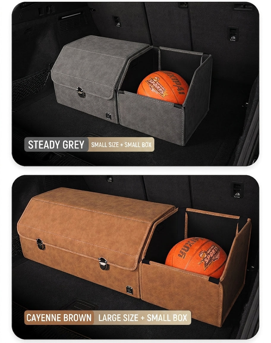 New woven pattern car trunk storage box, foldable car storage box, leather organizer box, factory wholesale