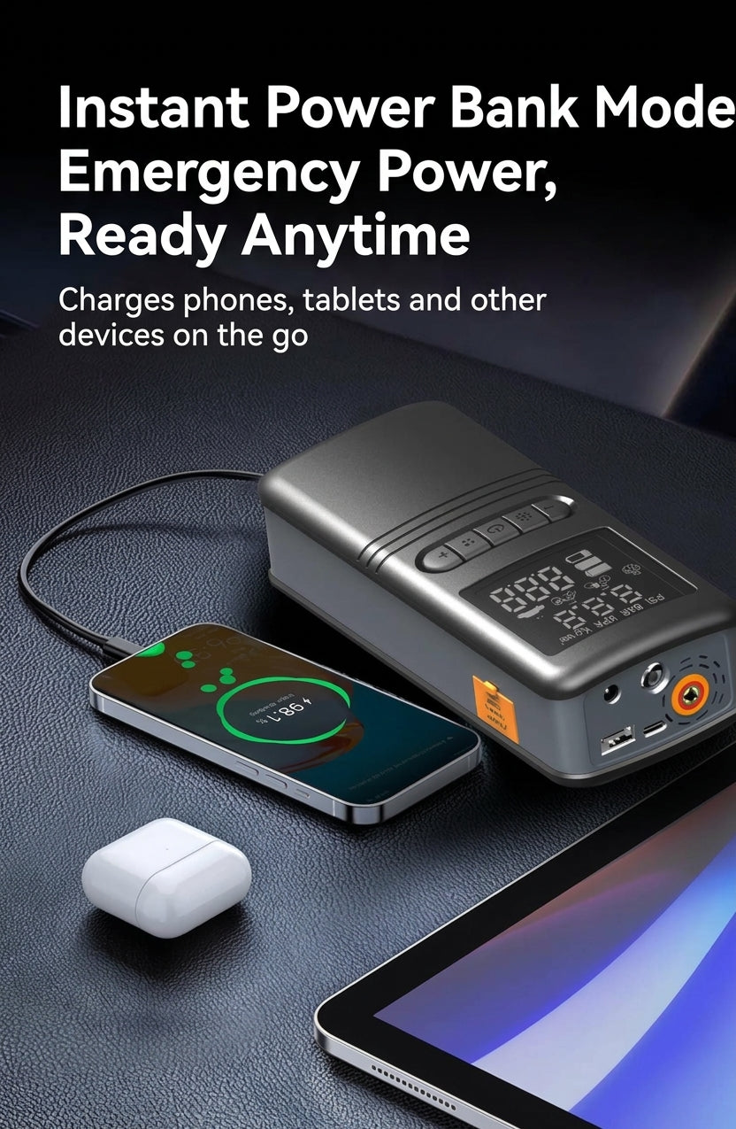 Cross-border vehicle emergency power supply starter air pump, tire high-pressure digital display all-in-one, automotive electric air inflation pump