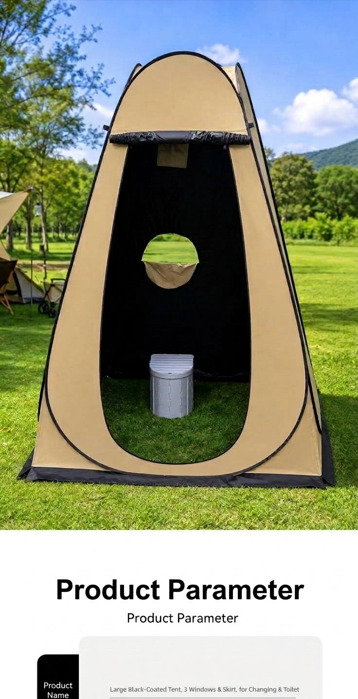 New outdoor bathing tent, black rubber waterproof portable toilet changing shower bathing camping changing cover tent