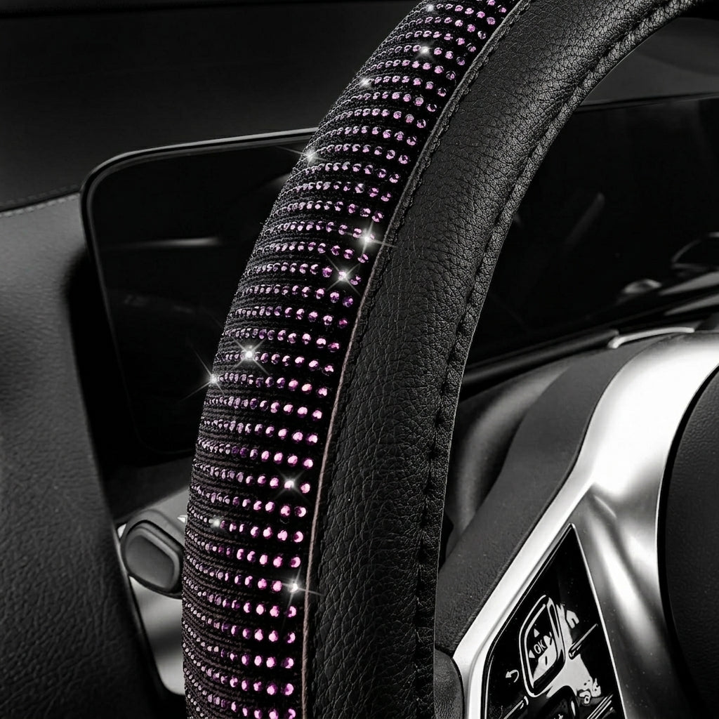 New car rhinestone fully rhinestone-hot rhinestone steering wheel, personalized handlebar cover, unisex steering wheel, Amazon