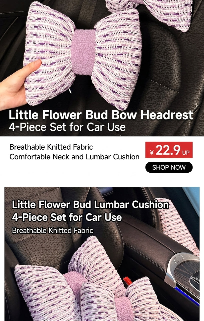 Car headrest neck support pillow for car cushions, car seat lumbar cushion set, for the driver's seat and for women's lumbar support