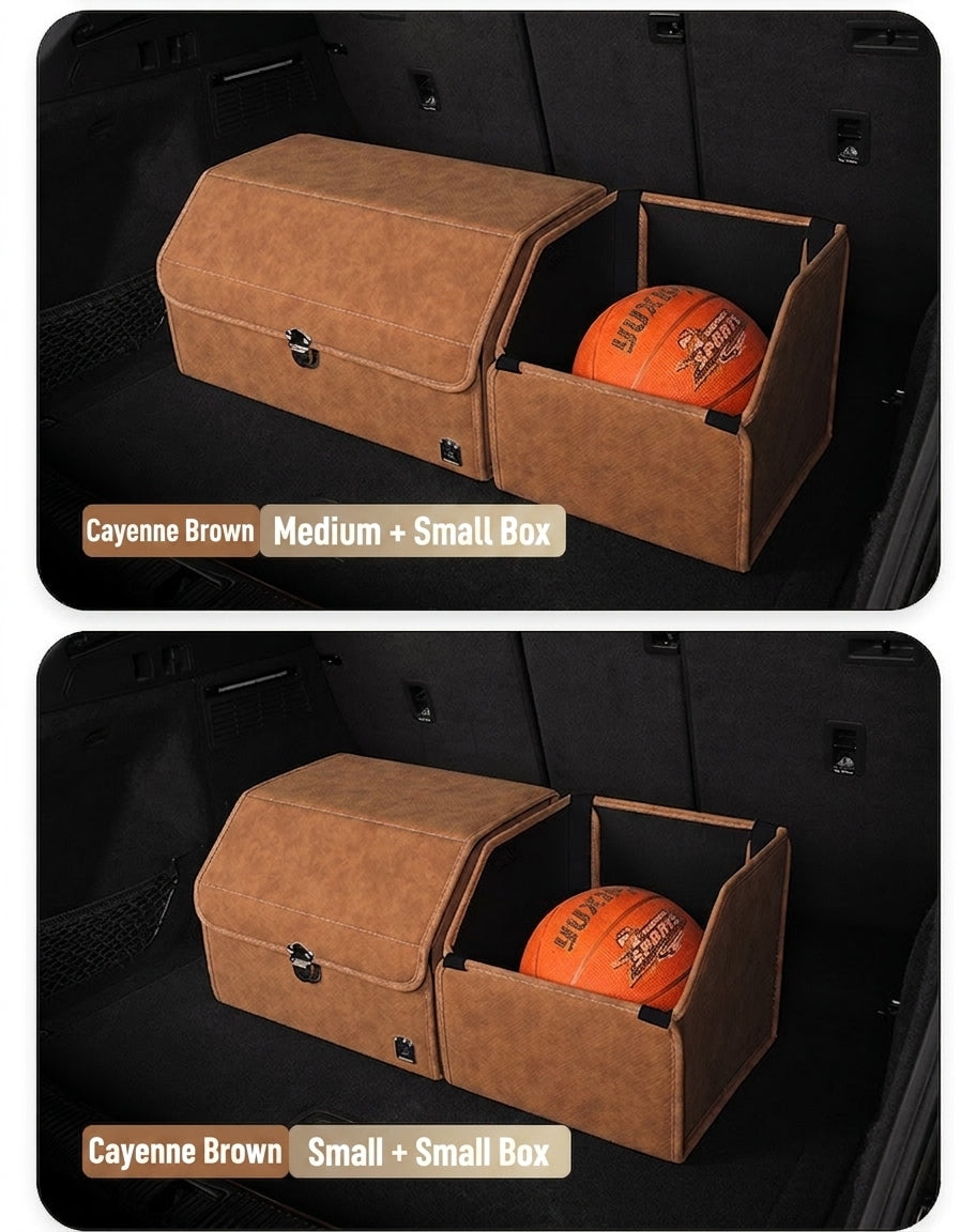 New woven pattern car trunk storage box, foldable car storage box, leather organizer box, factory wholesale