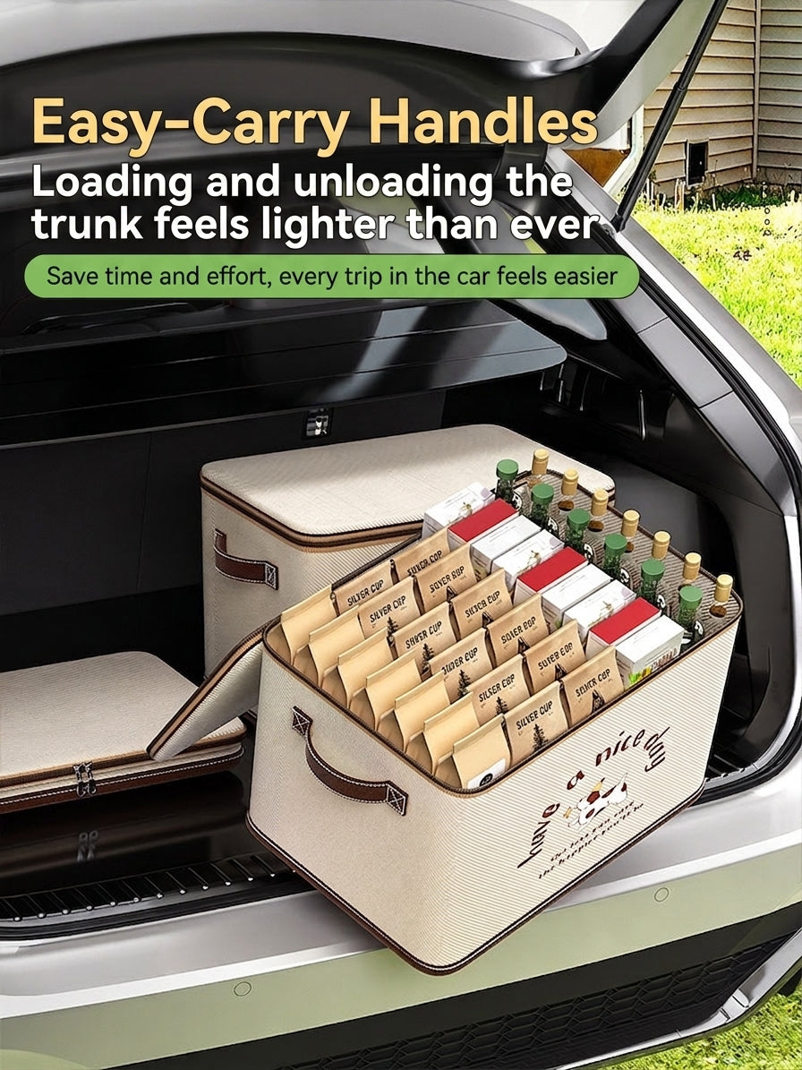 Car trunk storage box, foldable cartoon storage box, large-capacity car storage box, portable organizer box