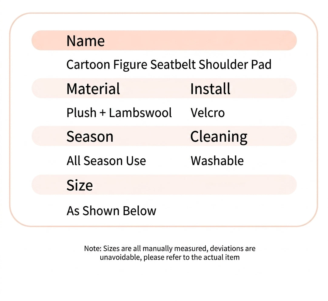 Car seatbelt shoulder pads, wear-resistant clothes, plush plush plush figures, car safety belt protective covers, cute monster girls