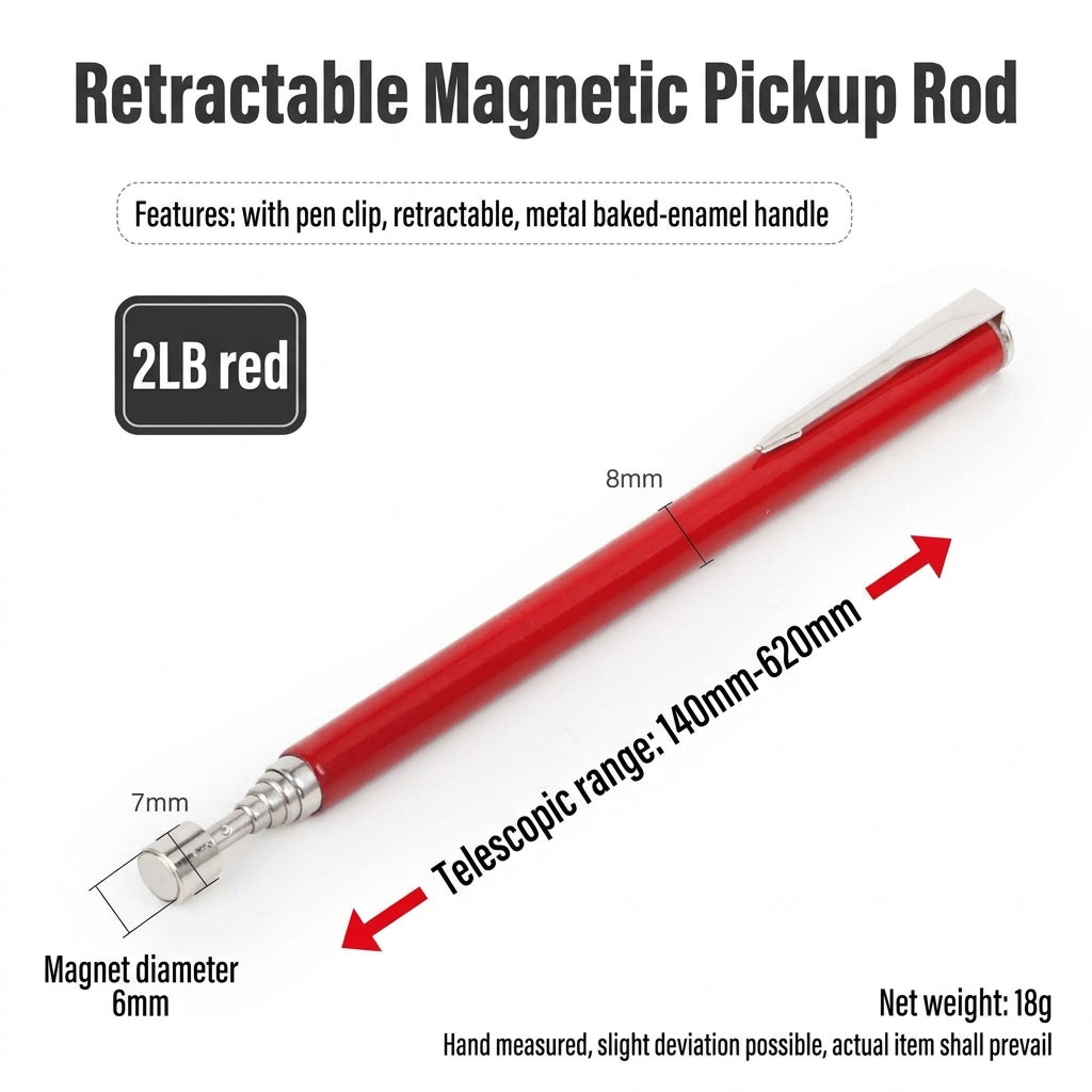 8LB Pickup Retractable Magnetic Suction Rod with Light Magnetic Rod Auto Repair Tool Metal Picker Suction Rod