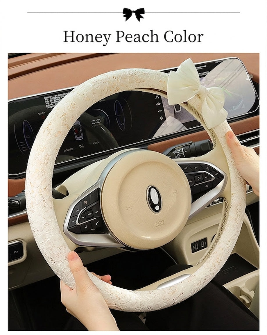 Lace car steering wheel cover, anti-slip decoration, all-season universal one-piece dropshipping, cross-border e-commerce trending sporty style