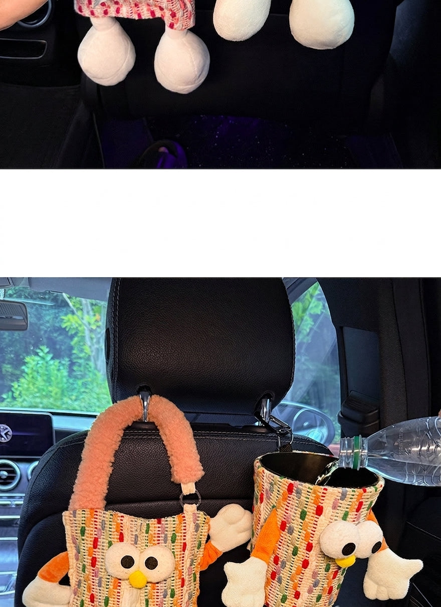 Car tissue box, cute plush toy hand, foot car, in-car tissue hanging bag, high-end practical car armrest box tissue box