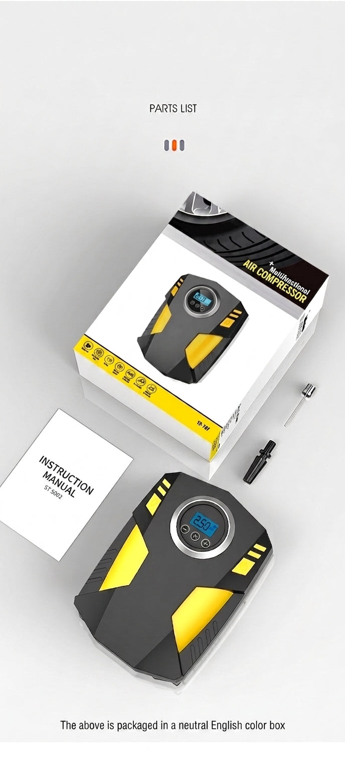 Car air pump digital display portable electric 12v tire inflator multi-function vehicle car air pump