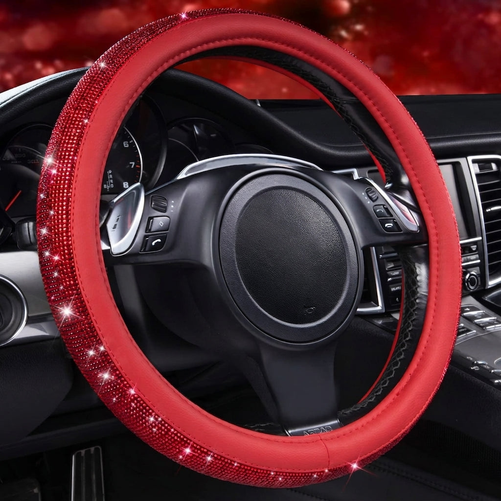 New car rhinestone fully rhinestone-hot rhinestone steering wheel, personalized handlebar cover, unisex steering wheel, Amazon